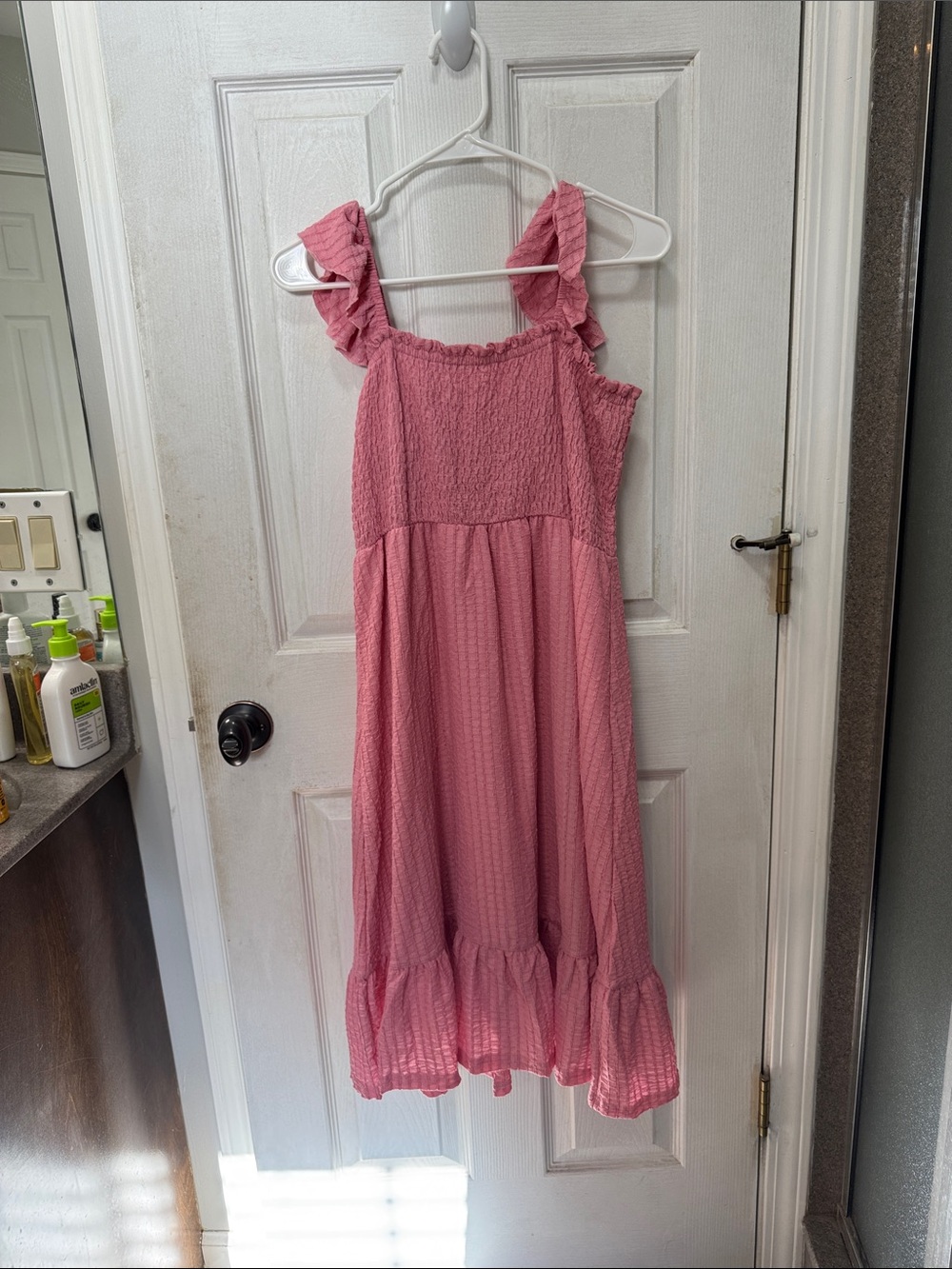 Girls Pink Ruffle Strap Sundress